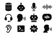 © Olena - Sound recognition listening voice assistant vector speaker bubble assistance user icons icon