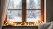 © SalmaSabia - Cozy winter window scene with lights and snowy view