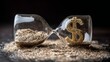 © Mitchell - Time is money concept showing golden dollar sign in hourglass timer, conveying business investment success and urgency for financial planning strategy