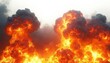 © Vadym - Massive fiery explosion sends dark smoke clouds into bright sky. Intense inferno erupts with bright orange and yellow flames showing destructive power.
