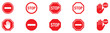 © Yana - Stop icon set. Stop sign. Stop symbol with hand. Red stop sign icon set. Do not enter. Danger. Traffic signs. Vector illustration. EPS 10
