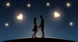 © Paul - Romantic couple silhouette under starry sky with heart lights