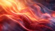 © Elena - Glowing abstract background with flowing waves of red and orange energy. Dynamic texture of sparkling particles in fluid motion