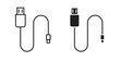 © Annimo - USB cable icon with editable stroke. Thin Line and flat icons for UI designs