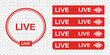 © Ahluva Studio - Live Streaming Broadcast Icons Set Red Circle Rectangle Banners with Waveforms Online Media Video News Channel TV