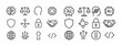 © Coosh448 - Artificial intelligence and cybersecurity icons: brain, scales, lock, ai, circuit, shield, global