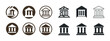 © Марія Томилович - Set of bank and temple symbols in various icon styles