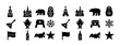 © Марія Томилович - Silhouette icons of russian symbols including bear, matryoshka, kremlin, and balalaika