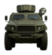 © OMD - Armored vehicle featuring a closed turret and a front-mounted searchlight system.