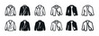 © Svitlana - Set of black and white jacket icons with various styles and designs