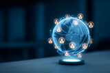 A conceptual globe representing global connectivity and digital communication through networks and social media connections.