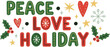 © Peacock - Christmas peace love holiday cute lettering. Christmas greetings calligraphic lettering set. Handwriting for cards, gift tags, photo overlays