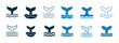 © Влада Яковенко - Variety of blue whale tail icons in different styles and designs