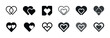 © Влада Яковенко - Monochrome heart icon set featuring diverse interlocking designs