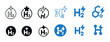 © Влада Яковенко - Hydrogen icons set: h2 molecule symbols and energy logos in black and blue