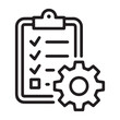 © Sonda - Clipboard with checklist and gear icon representing task management and process optimization