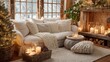 © Natalia S. - Neutral Christmas interior with soft textiles and warm lighting presents a clean seasonal home setting. Elegant holiday styling highlights winter decor and modern home atmosphere