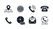 © afif - Contact us icons delivering seamless global communication and reliable support including location phone email and message response reminders, Generative AI.