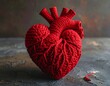 © Iluminati - Close-up of a handmade red knitted anatomical human heart