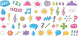 © Sopon Creatives - Cartoon symbol icon set, colorful expressive doodles, hand-drawn emotion shapes, playful graphic design, abstract communication elements