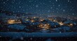 © KarpenArt Studio - snowy village at night with illuminated homes under a magical winter sky