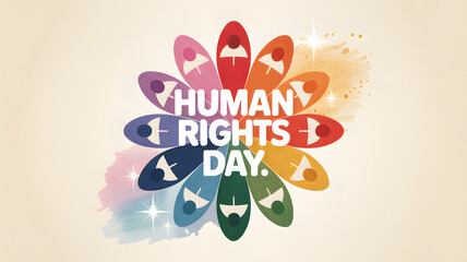  Human rights day rainbow flower illustration