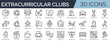 © SkyLine - Set of 30 outline icons related to extracurricular clubs. Linear icon collection. Editable stroke. Vector illustration