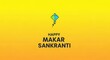 © NikProArt - A vibrant yellow and orange gradient background with a blue and green kite and 'Happy Makar Sankranti' text.