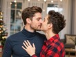 © Ivan - Gay couple kissing sharing tender moment during christmas holidays