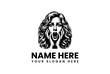 © vectorvovdesign - A hand-drawn retro vector logo illustration of a woman screaming in terror, her face showing shock and horror, design 82