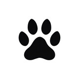 Dog paw print silhouette, transparent background, vector icon style, clean minimal, isolated object