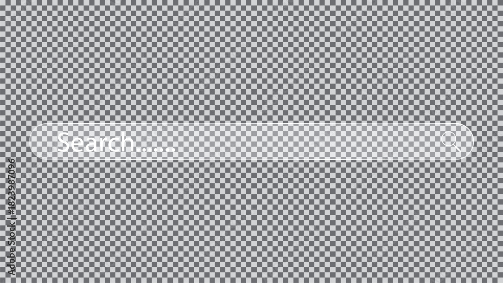 Glass search bar and navigation buttons. Liquid glass vector elements ...