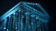 © lolipop - Stunning digital courthouse with glowing wireframe design for innovative legal technology solutions and modern financial services branding projects