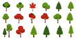 © Ophelia - Diverse tree collection with various green and red leaf shapes for nature designs