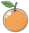 © Олександр Романюк - Cartoon orange fruit with green leaf illustration