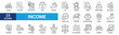 © Squadfire - Income icon set. Containing paycheck, accounting, work, payment, tax, pension, wages, employment, investment, overtime and more. Line vector icons collection.