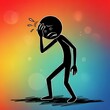© Adobe - Black stickman in emotional meltdown pose on teal-red background.