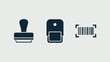 © kiran - A simple illustration of a rubber stamp, self inking stamp, and a barcode on a light background