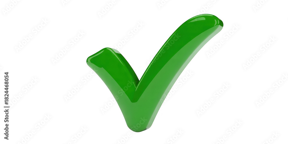 Shiny green check mark symbol isolated on a transparent background 1 ...