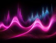 © Clinton - abstract sound background of pink neon sound waves on black vibrant glowing audio waves music background dj dance party audio spectrum and equalizer voice recording sound frequency