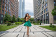 © Andrey_Arkusha - Lady with puppy dog. Young beautiful woman walks with her poodle dog