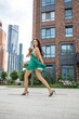 © Andrey_Arkusha - Lady with puppy dog. Young beautiful woman walks with her poodle dog