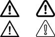 © RMvectors02 - Four black and white warning sign triangle icons with exclamation points on transparent background