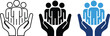 © GraphicEarth - Hands holding a group of people to symbolize support community care and social responsibility