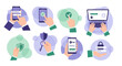 © Jisanur - Vector illustration of illustration of set of icons illustrating secure login process, twofactor authentication, password entry, and digital security concept