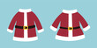 © 素真 莊 - Cute red Santa coat flat vector illustration set.Santa Claus costume clipart.Traditional santa claus clothes.