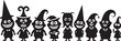 © PixelSaga MH2  - Diverse Group of Silhouetted Cartoon Characters with Various Hats and Expressions vector illustration on transparent background