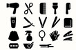 © Nataliia - Hair salon tools: scissors, comb, hairdryer, razor, clippers, curling iron, mirror