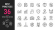 © imran - Modern collection of editable stroke line icons illustrating best practices, business excellence, strategic management, and quality control principles for various applications