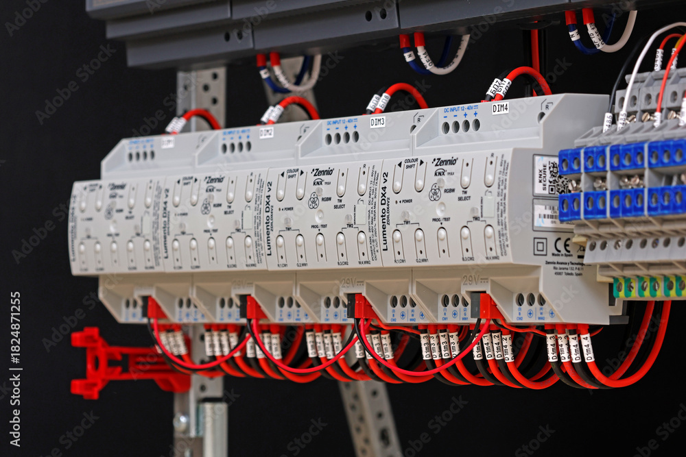 Automation modules with KNX data bus control from Zennio. Stock Photo ...